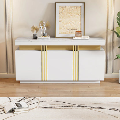 Handleless sideboard with 3 doors,dining room wardrobe with adjustable dividers,side wardrobe with platinum seams,for kitchen, living room,dining room,