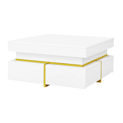 Coffee table, square, high-gloss side table for the bedroom, living room tables with storage for the living room, side table