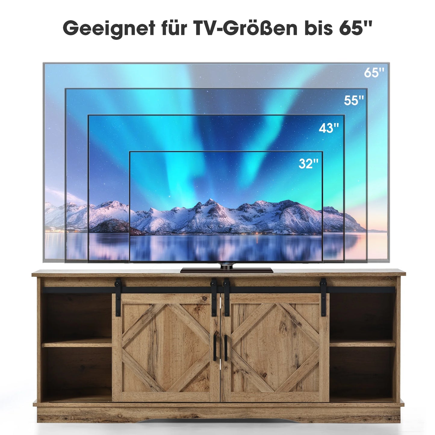 Large TV wardrobe with 2 classic sliding doors, adjustable shelves for living room and dining room,country-style modern design,150*40*60