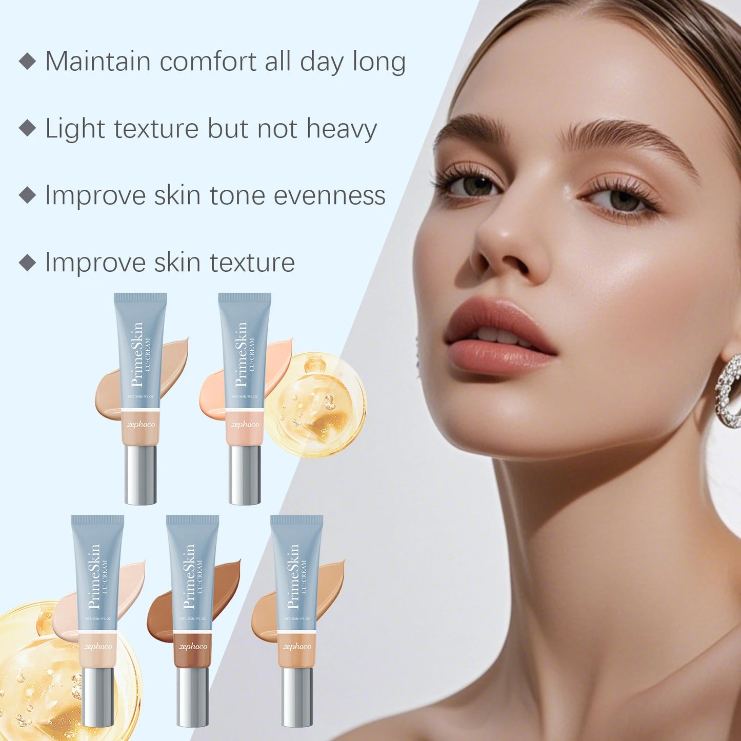 Multi Color Lightweight Liquid Foundation Hydrating Brightening Non-sticky Perfect Converage Reduce Redness Refreshing CC Cream