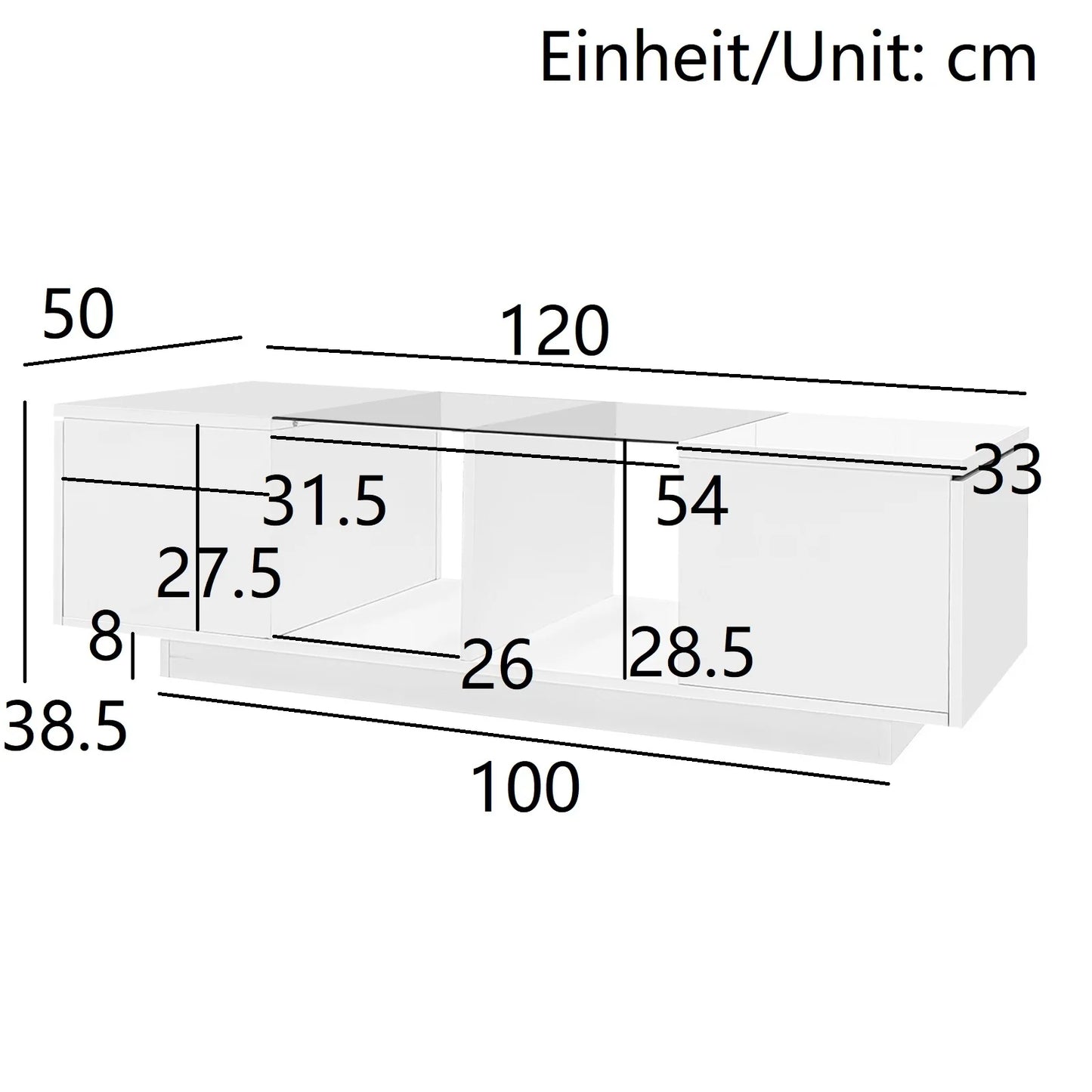 Rectangular coffee table,LED high-gloss side table for the bedroom, living room tables with storage for the living room, side table