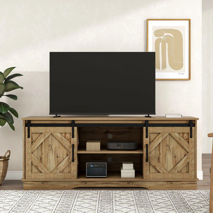 Large TV wardrobe with 2 classic sliding doors, adjustable shelves for living room and dining room,country-style modern design,150*40*60