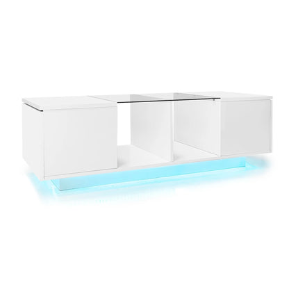 Rectangular coffee table,LED high-gloss side table for the bedroom, living room tables with storage for the living room, side table