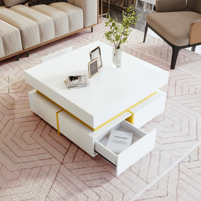Coffee table, square, high-gloss side table for the bedroom, living room tables with storage for the living room, side table