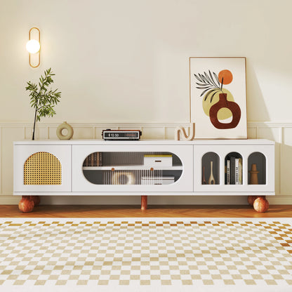 TV wardrobe TV lowboard with a glass sliding door (including three open arch areas), 170cm long, living room TV table wardrobes TV
