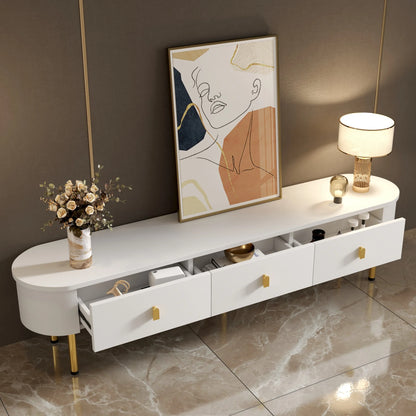 TV wardrobe TV lowboard with drawers, golden handles and legs, curved corners, 174*35*41 cm, living room tisch