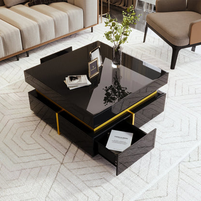 Coffee table, square, high-gloss side table for the bedroom, living room tables with storage for the living room, side table