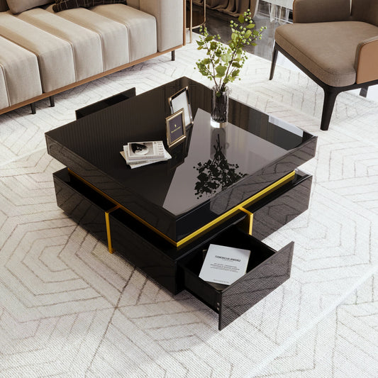 Coffee table, square, high-gloss side table for the bedroom, living room tables with storage for the living room, side table
