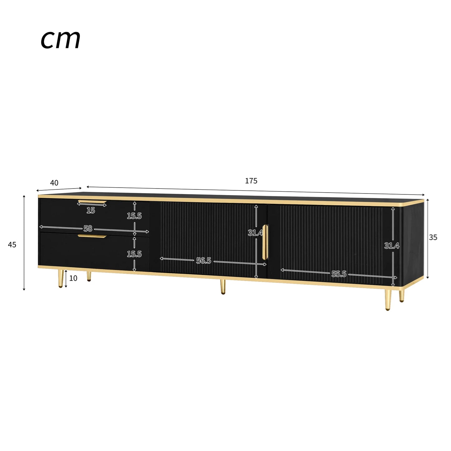 TV wardrobe TV lowboard with 2 doors and 2 drawers, 175cm long, television table living room wardrobes TV furniture for the living room, dining room