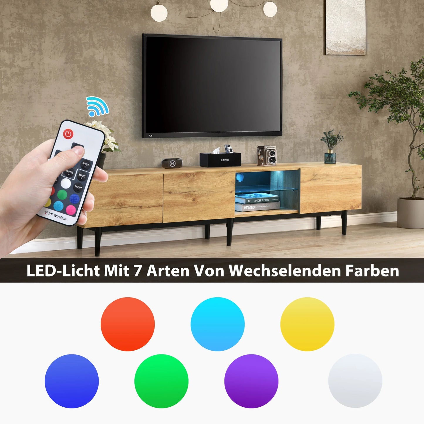 modern wardrobe with wood grain, 175x31x41 cm, with adjustable LED lights and storage space, stylish home decor, living room