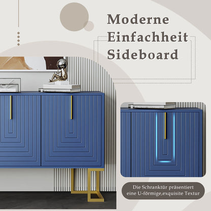 chests of drawers Modern 3-door sideboard with adjustable shelves chest of drawers, navy blue black/white