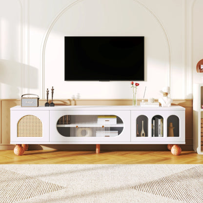 TV wardrobe TV lowboard with a glass sliding door (including three open arch areas), 170cm long, living room TV table wardrobes TV