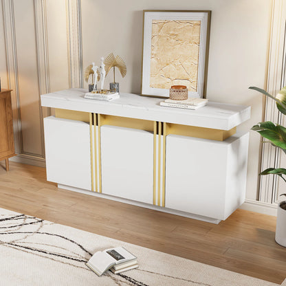 Handleless sideboard with 3 doors,dining room wardrobe with adjustable dividers,side wardrobe with platinum seams,for kitchen, living room,dining room,