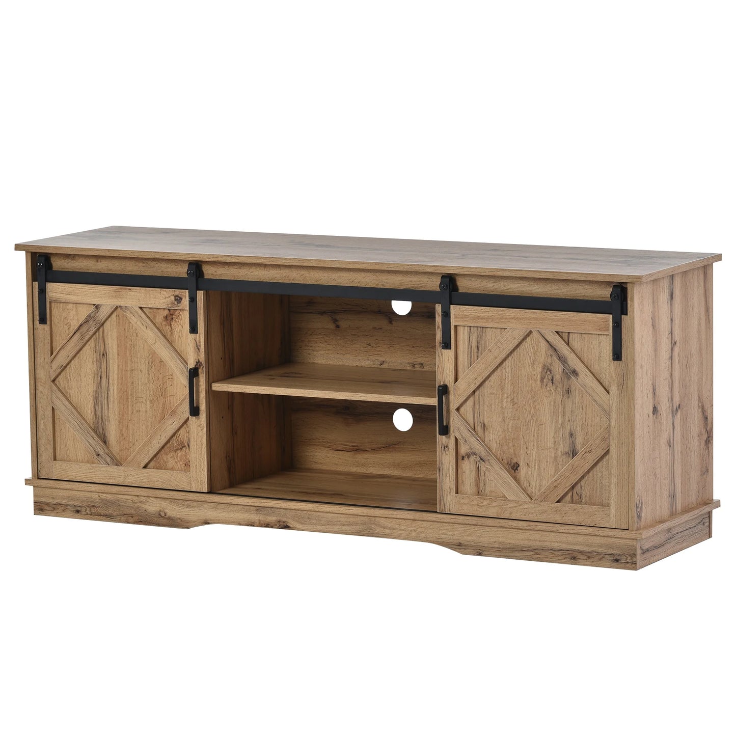 Large TV wardrobe with 2 classic sliding doors, adjustable shelves for living room and dining room,country-style modern design,150*40*60