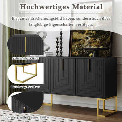 chests of drawers Modern 3-door sideboard with adjustable shelves chest of drawers, navy blue black/white