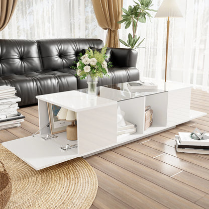 Rectangular coffee table,LED high-gloss side table for the bedroom, living room tables with storage for the living room, side table