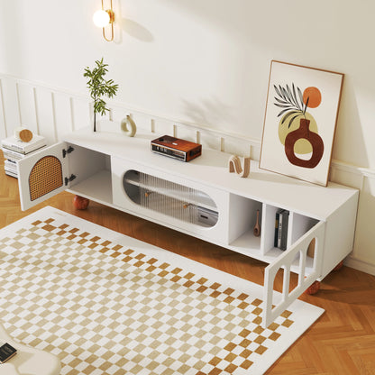 TV wardrobe TV lowboard with a glass sliding door (including three open arch areas), 170cm long, living room TV table wardrobes TV