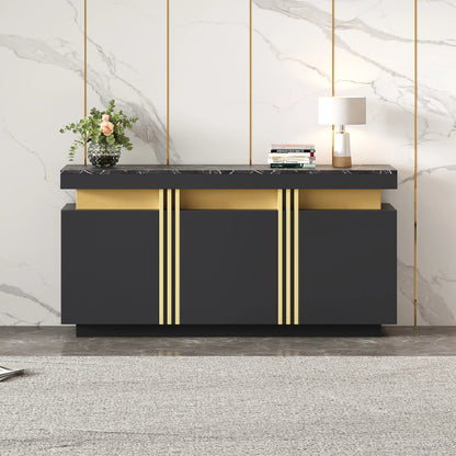 Handleless sideboard with 3 doors,dining room wardrobe with adjustable dividers,side wardrobe with platinum seams,for kitchen, living room,dining room,