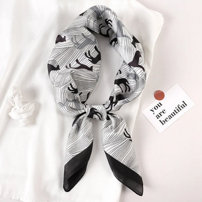 70*70cm Fashion Silk Satin Hair Scarf Women Printed Female Bandana Small