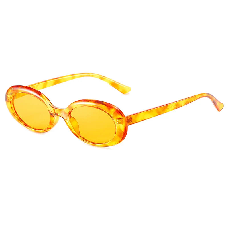 intage Oval Sunglasses Women Fashion Small Round Sun Glasses Female Punk Leopard Shades Eyewear UV400 Oculos De Sol