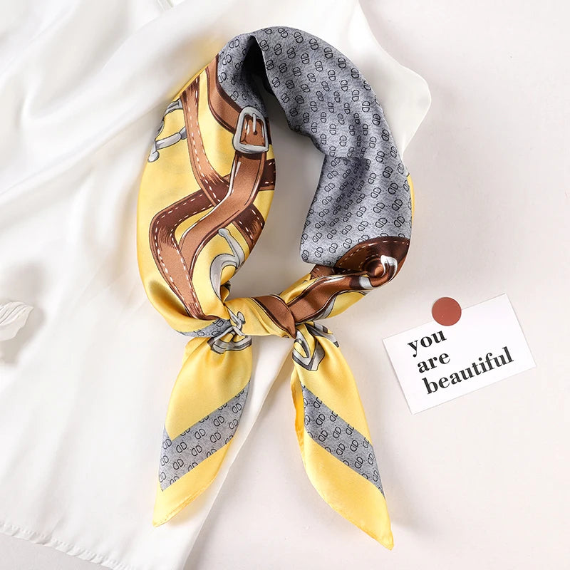 70*70cm Fashion Silk Satin Hair Scarf Women Printed Female Bandana Small