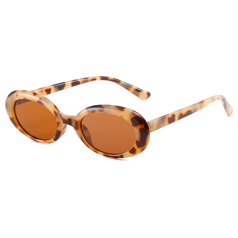 intage Oval Sunglasses Women Fashion Small Round Sun Glasses Female Punk Leopard Shades Eyewear UV400 Oculos De Sol