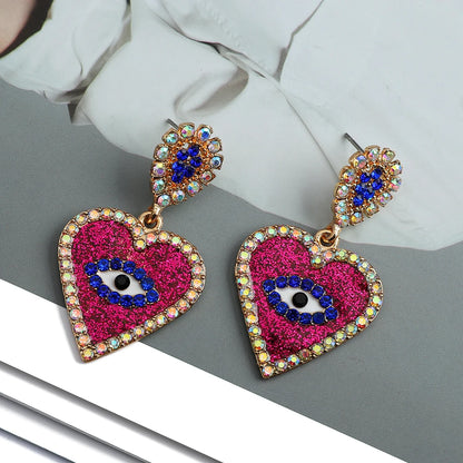 Fashion Sweet Heart  Earrings For Women Luxury Colorful Eye Jewelry