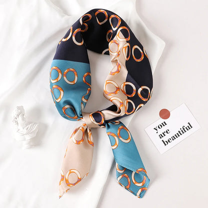 70*70cm Fashion Silk Satin Hair Scarf Women Printed Female Bandana Small