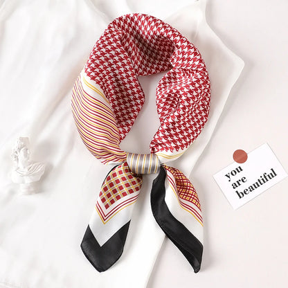 70*70cm Fashion Silk Satin Hair Scarf Women Printed Female Bandana Small