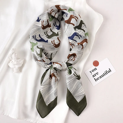 70*70cm Fashion Silk Satin Hair Scarf Women Printed Female Bandana Small