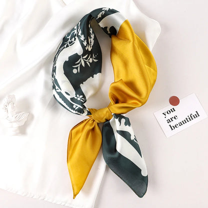 70*70cm Fashion Silk Satin Hair Scarf Women Printed Female Bandana Small