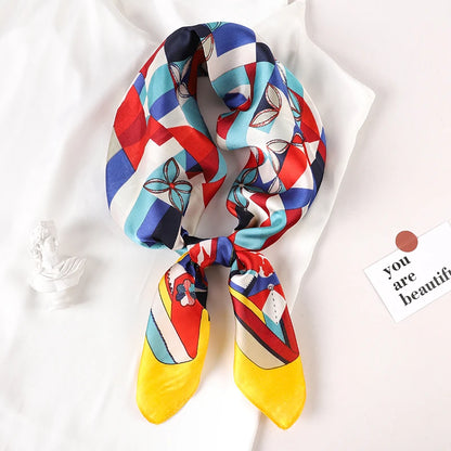 70*70cm Fashion Silk Satin Hair Scarf Women Printed Female Bandana Small