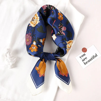 70*70cm Fashion Silk Satin Hair Scarf Women Printed Female Bandana Small