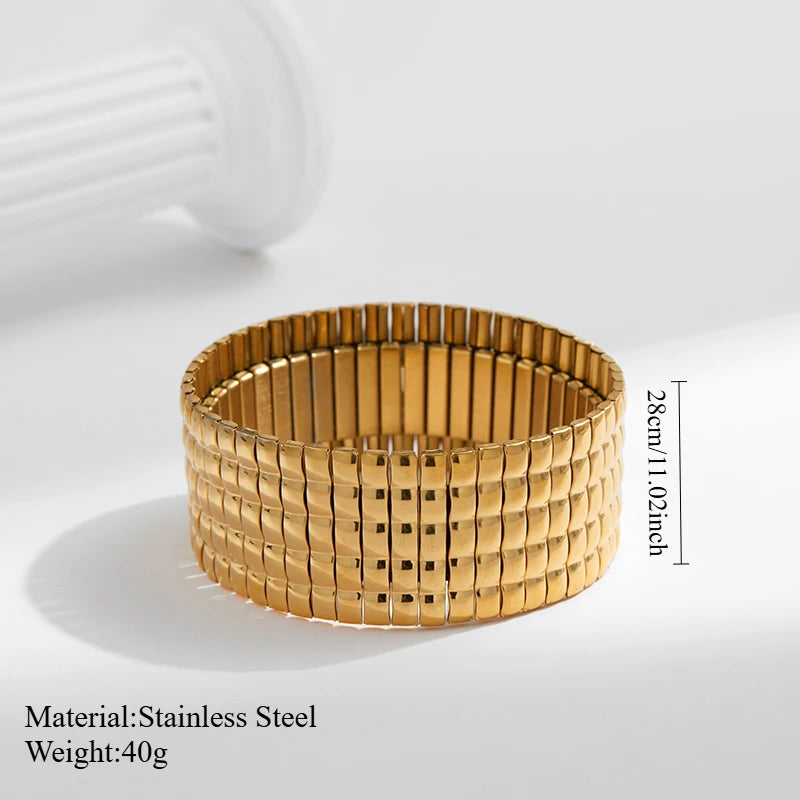 New Gold Plated Stainless Elastic Bracelet For Women
