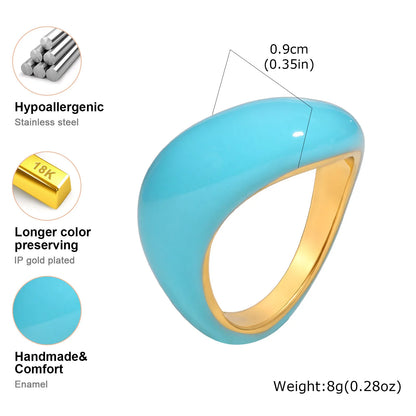Chunky Open Twist Stackable Rings for Women, Blue Geometric Bold Enamel Crossover Statement Ring Band Waterproof