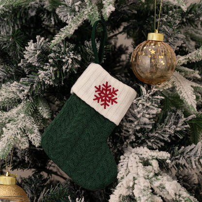 Green A-Z Letter Hanging Christmas Stockings Monogram Knitted Socks