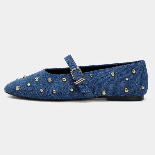Ballet Flats Women Comfortable Shoes Blue Denim