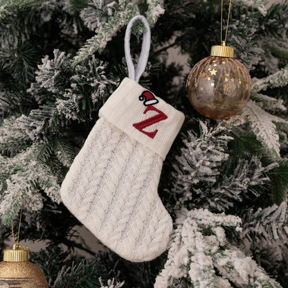 1PC A-Z Letter Hanging Christmas Stockings Knitted Socks Christmas Tree Hanging