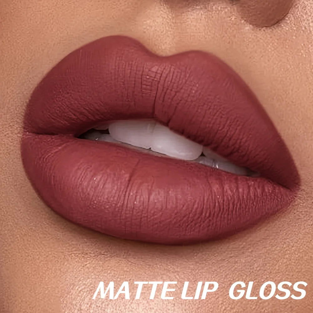 3PCS Matte Lip Liner & Lip Gloss Set,Long Lasting Waterproof Non-Stick Velvet Lip Makeup, Smooth Lip Mud Gift for Women