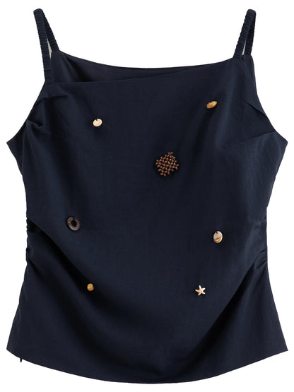 Women Coastal Wander Leisure Fashion Outfit,New French Holiday Camisole & High Waist Wide Leg Pants Set