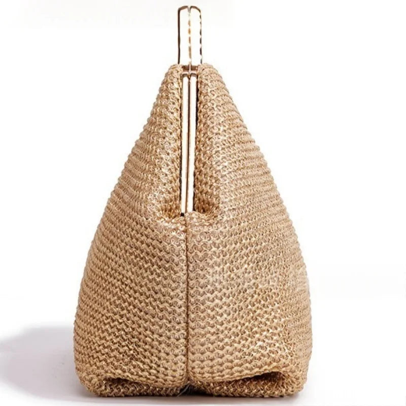 Casual Knitted Trapezoidal Bag Handmade Straw