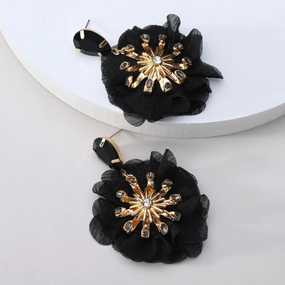 Style Handmade Cotton Lace Flower Earrings For Women Elegant Luxury Jewelry