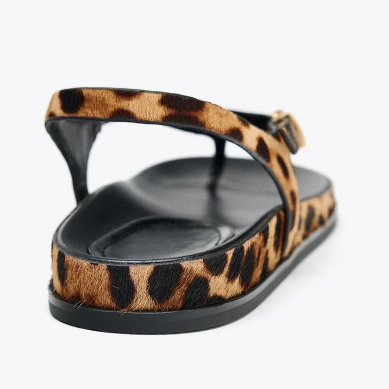 Leopard Print Design Flat Slippers Women