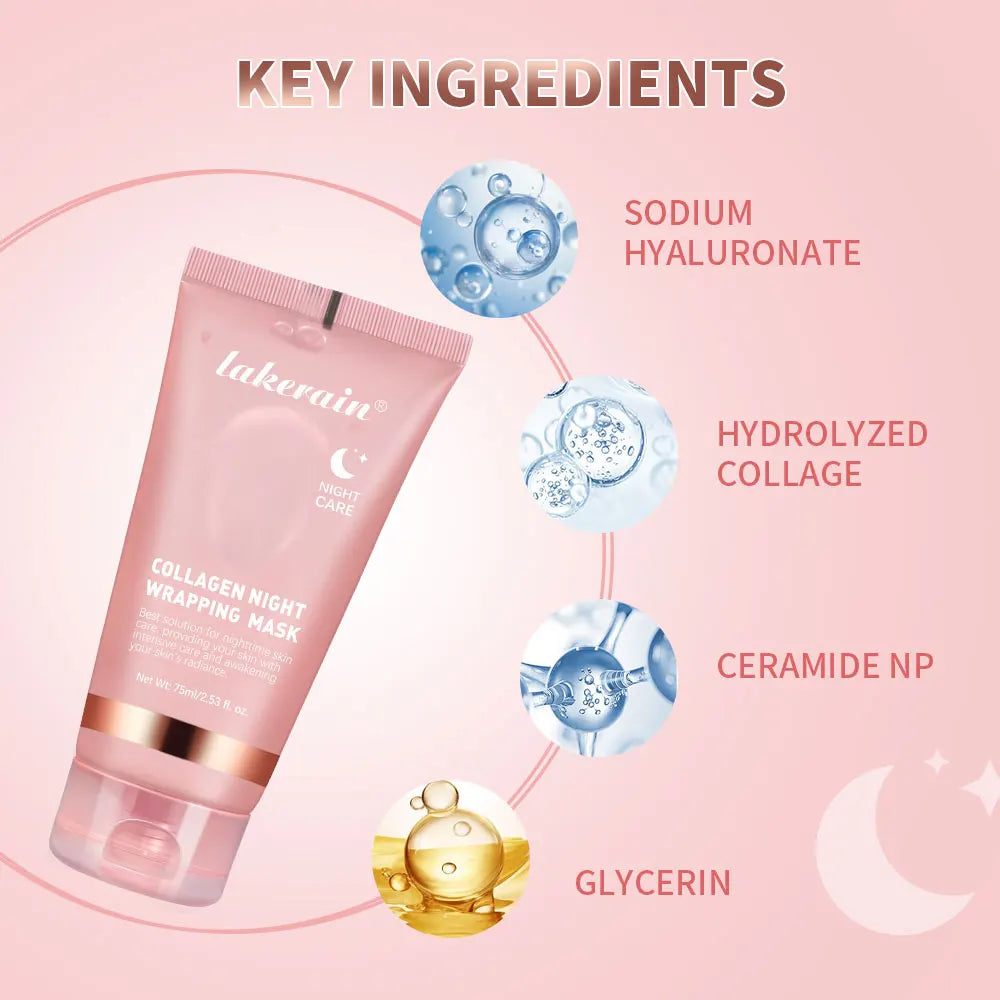 75ml Collagen Wrapping Peel Off Facial Mask Collagen Deeply Hydrates Night Care Mask Cream