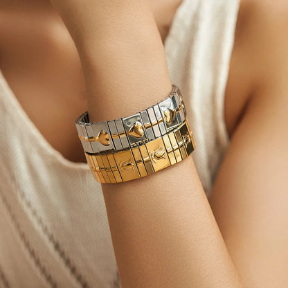 New Gold Plated Stainless Elastic Bracelet For Women