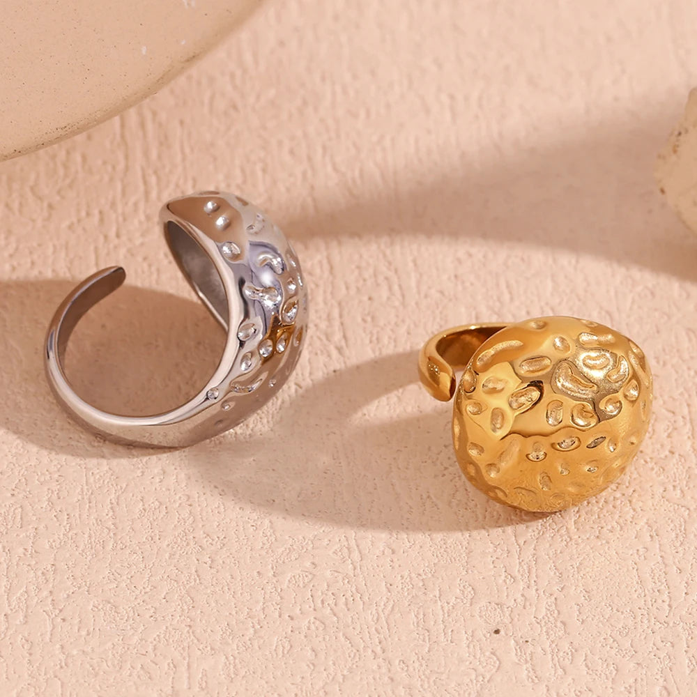 Fashion Smooth Geometric Cloud Water Drop Ring 18K Gold Plated Decoration 316L Stainless Steel Women Jewelry