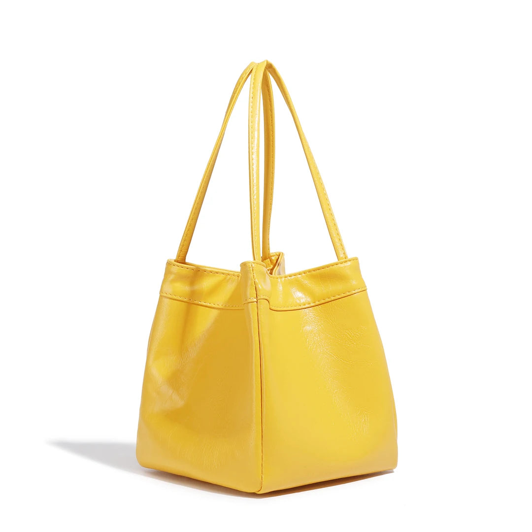 Silver bucket bag for women 2024 new fashionable and simple lunch box bag,niche western-style texture hand-held small bag