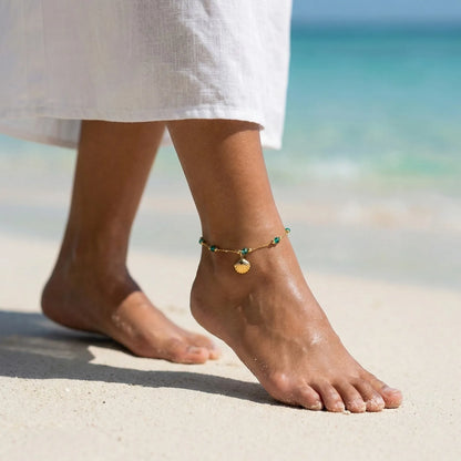 Colorful Cubic Zirconia Anklet for Women Waterproof Anti Tarnish Stainless Steel Summer Beach Foot Jewelry