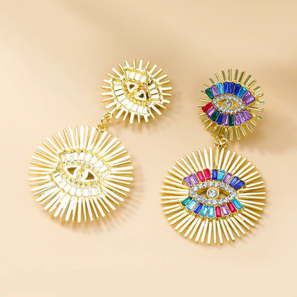 Metal Evil Eye Post Dangle Earrings For Women Multi Colors