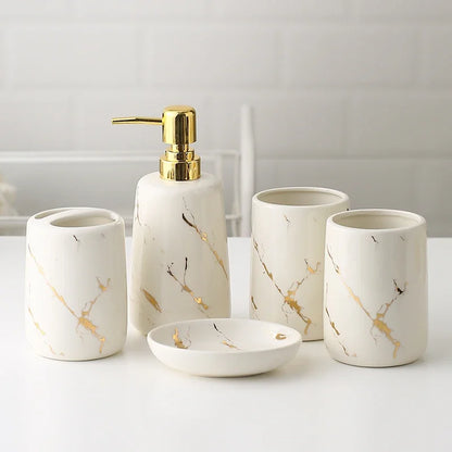 Ceramic Toiletries Bathroom Set Marble Porcelain